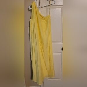 Velvet by Graham & Spencer Lemon One-Shoulder Dress. 70% Cotton 30% Silk.   NWOT